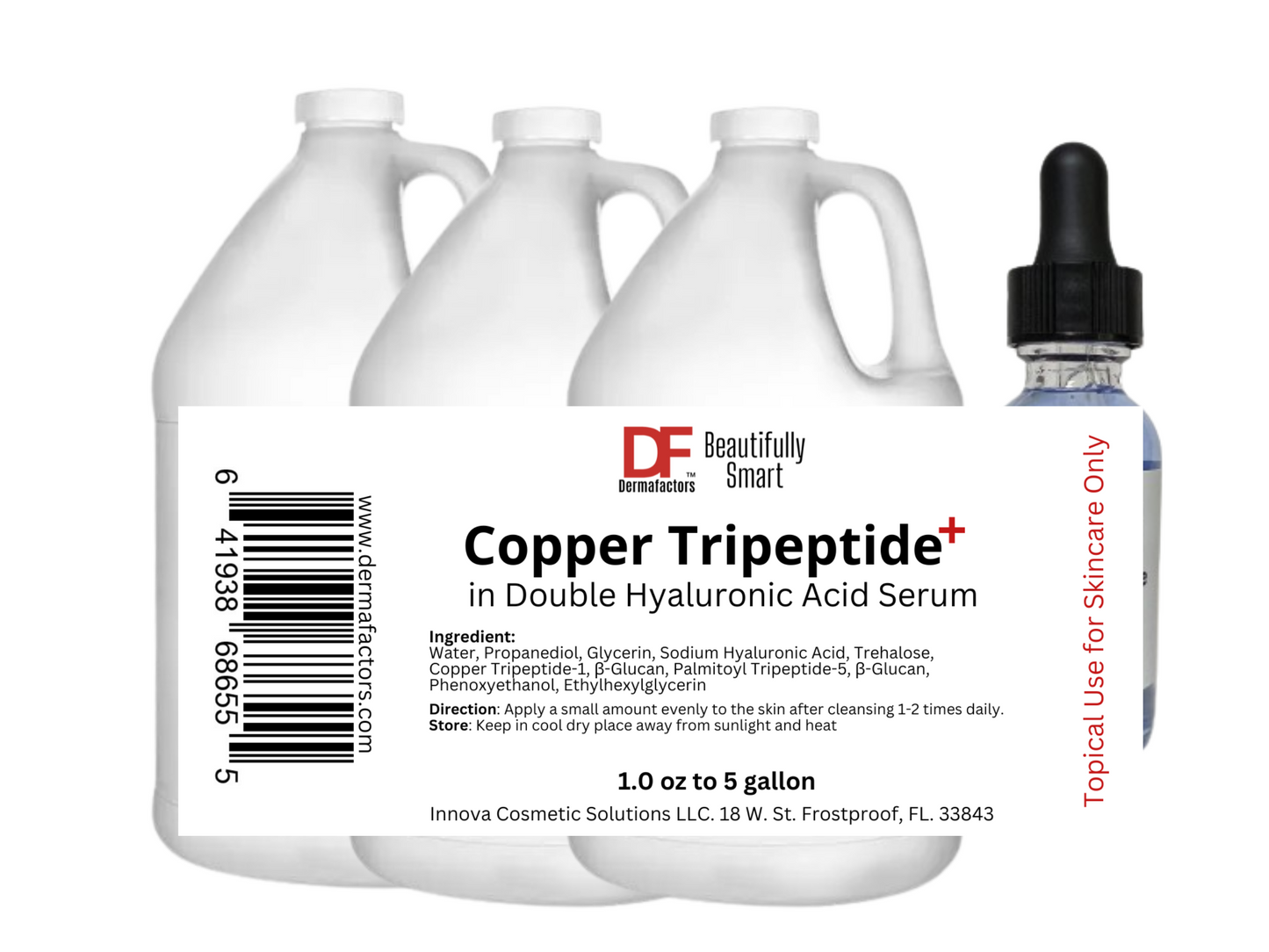 Copper Peptide Plus in Double Hyaluronic Acid Serum, 1.0 oz & Bulk